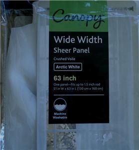   package canopy crushed voile 51wx63 l sheer curtain panel arctic white