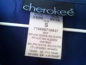 Small Cherokee Flexibles Mock Wrap Scrub Top in Navy Blue
