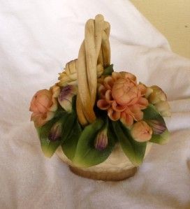 Estate Capodimonte Flower Basket Blue Crown Made in Italy