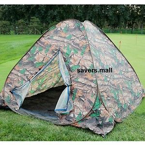 Camouflage 2 3 Persons Camping Hiking Hunting Pop Up Tent Quick Setup 