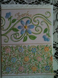 Carol Wilson Card Floral Embossed Thank You