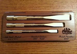 1997 Mac Tools Limited Edition 24KT Gold Plated 3 Piece Chisel SetNo 