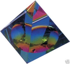 Crystal Iridescent Pyramid Rainbow Colors 2 1 2 Tall