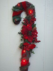    Poinsettia Lighted Candy Cane Detailed Home Wall Decoration 50 Off