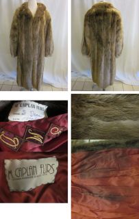 RARE Vintage M Caplan Furs Womans Long Coat Custom Made for s M D in 