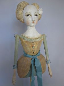 Carol Roll Original Queen Anne Inspired Paper Mache Mixed Media Doll 