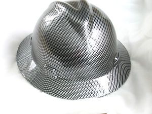 Carbon Fiber Custom Hard Hat Full Brim with Ratchet Suspension