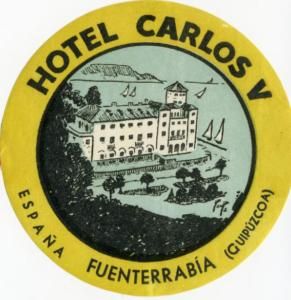 Hotel Carlos Fuenterrabia Spain Old Luggage Label