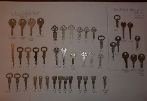 36 National Cash Register Keys NCR Key Vintage Skeleton 4 PROP CONTROL 
