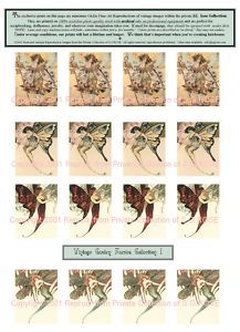 32 Vintage Garden Fairy Mini Prints Scrapbooking Crafts