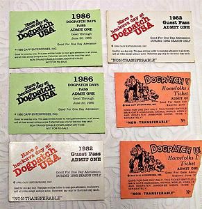  Dogpatch USA Guest Passes and Tickets 1982 1986 1968? Arkansas Al Capp