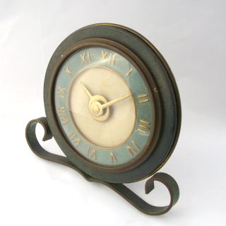 Yfar Art Deco Desk Clock 8D Bronze Leather Hermes