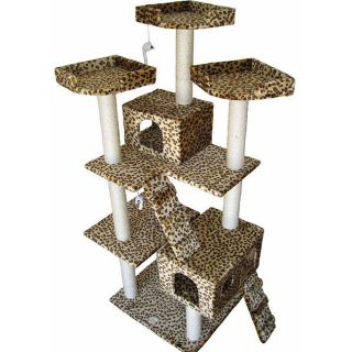 Condo Cat Tree Furniture Scratching Post Leopard Scratcher Pet House 