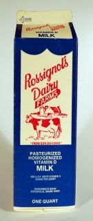 Rossignel’s Dairy Farms Quart Milk Carton Waterville Maine Me