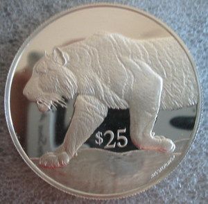 British Virgin Islands $25 1993 Silver Proof Caspian Tiger