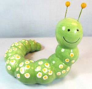 Caterpillar w Yellow Spots Ceramic Figure