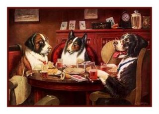 Dogs Playing Poker Post Mortem Counted Cross Stitch Chart