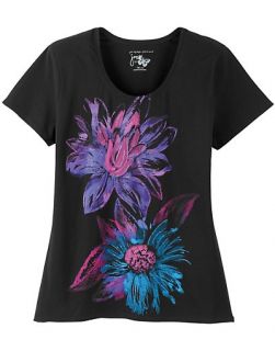 Just My Size JMS Plus Size Short Sleeve Graphic Scoopneck Top Style 