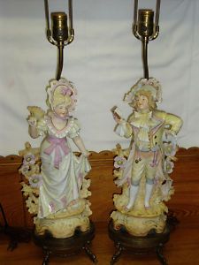 Pair New York City Pottery Figural Lamps Carr Morrison