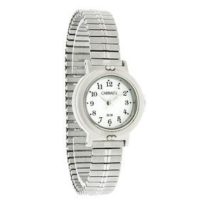 Carriage by Timex Ladies White Dial Classic SS Stretch Expansion Watch 