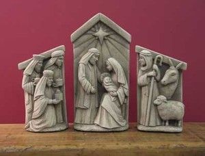 Carruth Studios A Stable in Bethlehem Nativity Scene Cast Stone Plaque 