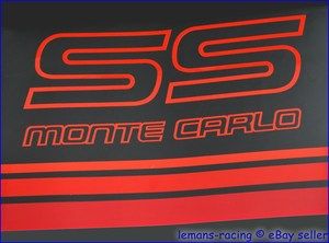 Monte Carlo SS 87 88 Restoration Red Shadows Decals Vinyl Stripes Kit 