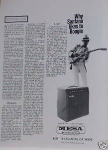 1980 Carlos Santana Plays Mesa Boogie Amps Print Ad