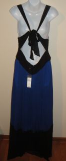 BCBG MAXAZRIA Catarina Color Blocked Silk Dress Evening Gown 10 Blue 