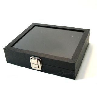 Glass Topped Jewelry Display Case Box 1 2 Size Black