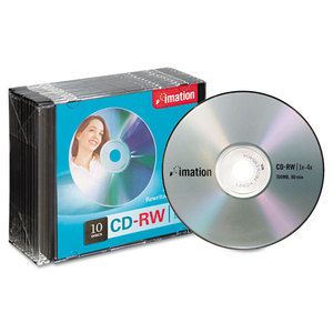 10 Imation CD RW Discs 700MB 80min 4X w Slim Cases Silv
