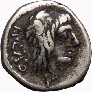 Porcius Cato, Silver Quinarius, Rome, 89BC. Bacchus/Victory.