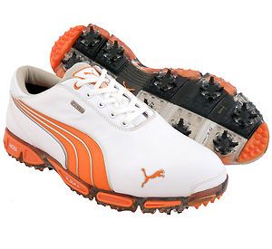 New PUMA Super Cell Fusion Ice Golf Shoes White Orange Silver Size 12 