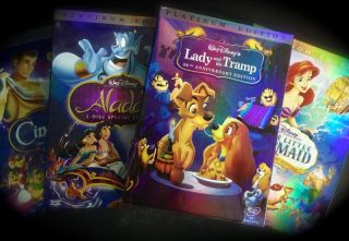   for auction lady the tram p the little mermaid cinderella aladdin dvds