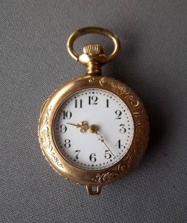   England Watch Co LADYS Hand Chased Gold Filled CAVOUR POCKET WATCH