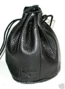 Castleford Black Leather Pipe Tobacco Pouch Drawstring