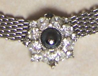 Vintage rhinestone necklace choker central flower focal point