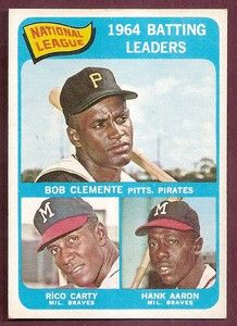 1965 Topps #2 1964 Batting Leaders Clemente Carty & Aaron EXMT