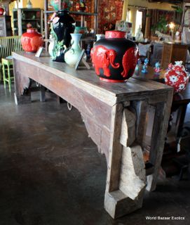   Console Table Lime Wash Made Antique Ceiling Beams Reclaim Wood