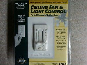 HUNTER 27183 4 Speed Ceiling Fan & Light Control Switch
