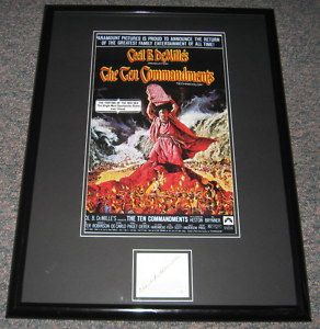Cecil B DeMille Signed Framed 18x24 Poster Display JSA 10 Commandments 