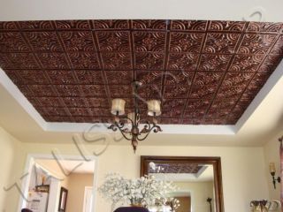 3D Embossed Faux Tin Glue Up Ceiling Tile 205 Antique Copper
