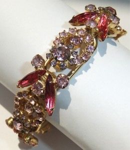 Vintage Juliana D E for Celebrity Pink Lavender Rhinestone Bracelet 