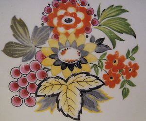 Edwin M Knowles PLATTER w Grapes Flowers MADE 1941 Semi Vitreous China 