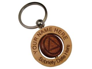 Woodenurecover AA Alcoholics Anonymous Personalized Spinner Keychain 