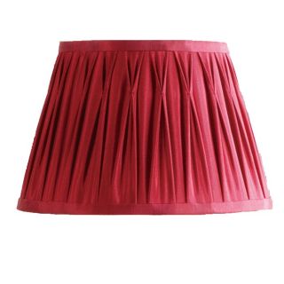   Wide Pleated Clip on Chandelier Lamp Shade Red Faux Silk Fabric