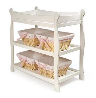 Sleigh Style Wood Baby Changing Table Nursery White New