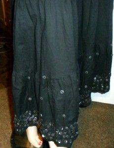 NWT CENTRAL FALLS Unlined Black / Sequin Cotton Tiered Long Skirt Sz 6 