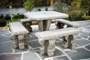 82 Square Egg Dart Table Set Outdoor Cement Furniture