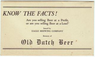 1930s Old Dutch Beer Know The Facts Catasauqua PA
