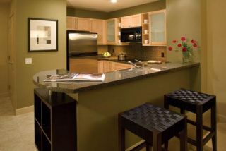  granite counter tops, solid maple cabinets, and ceramic glass cooktops